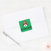 Personalisierter Name Rote Santa Uhu grüne Schneef Quadratischer Aufkleber (Umschlag)