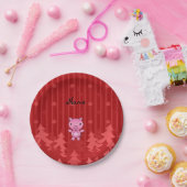 Personalisierter Name Rote Weihnachtsbäume Pappteller (Party)