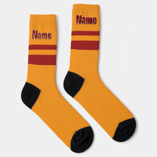 Personalisierter Name Roter Band Senf Gelb Socken
