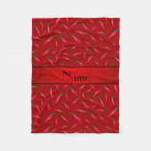Personalisierter Name Roter Chili Pfeffer Fleecedecke (Vorderseite)