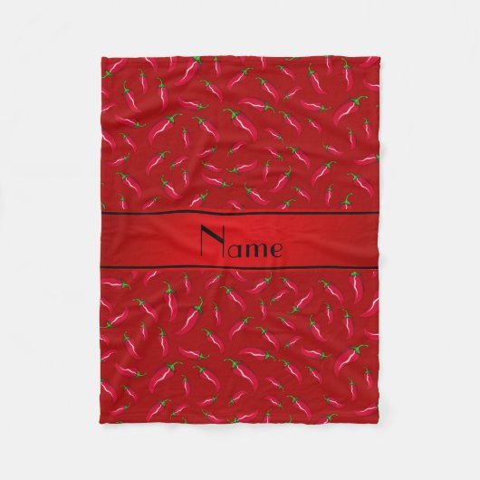 Personalisierter Name Roter Chili Pfeffer Fleecedecke (Vorderseite)