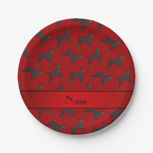 Personalisierter Name Roter Doberman Pinschers Pappteller