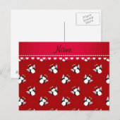 Personalisierter Name Roter Pinguine Postkarte (Vorne/Hinten)