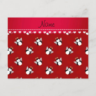 Personalisierter Name Roter Pinguine Postkarte
