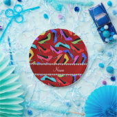 Personalisierter Name Roter Regenbogen Leopard Hig Pappteller (Party)
