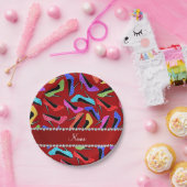 Personalisierter Name Roter Regenbogen Leopard Hig Pappteller (Party)