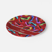 Personalisierter Name Roter Regenbogen Leopard Hig Pappteller (Schrägansicht)