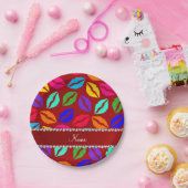 Personalisierter Name Roter Regenbogen Lippenstift Pappteller (Party)