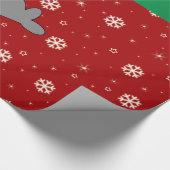 Personalisierter Name Roter Schneeflocken Geschenkpapier (Ecke)