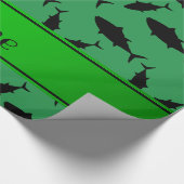 Personalisierter Name Roter Thun Geschenkpapier (Ecke)