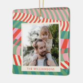 Personalisierter Name Rotes grünes rosa geometrisc Keramikornament (Links)