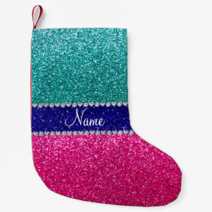 Personalisierter Name Rotkehlchen Eigelb Blau Rosa Kleiner Weihnachtsstrumpf