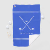 Personalisierter Name Royal Blue Stripes Stilvoll Golfhandtuch (Insitu)