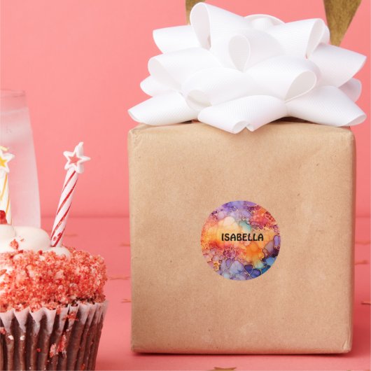 personalisierter Name Runder Aufkleber (Party)