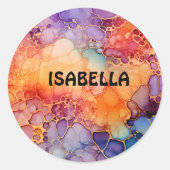 personalisierter Name Runder Aufkleber (Vorderseite)