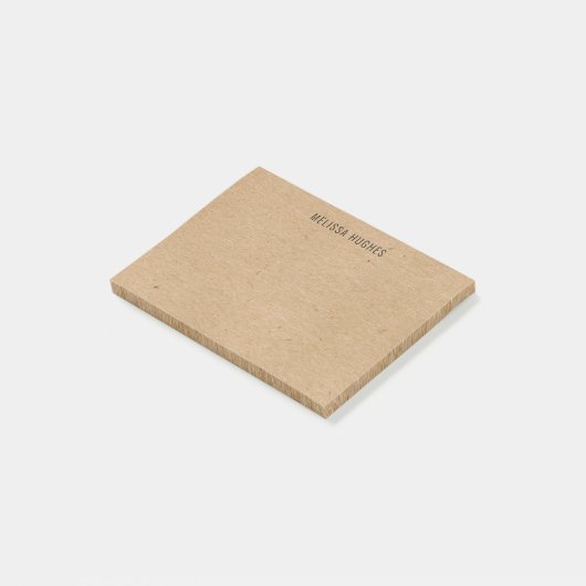 Personalisierter Name Rustic Kraft Boho Chic Post-it Klebezettel (angewinkelt)