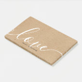 Personalisierter Name Rustic Kraft Script Liebe Post-it Klebezettel (angewinkelt)