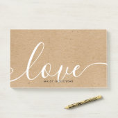 Personalisierter Name Rustic Kraft Script Liebe Post-it Klebezettel (Auf Schreibtisch)