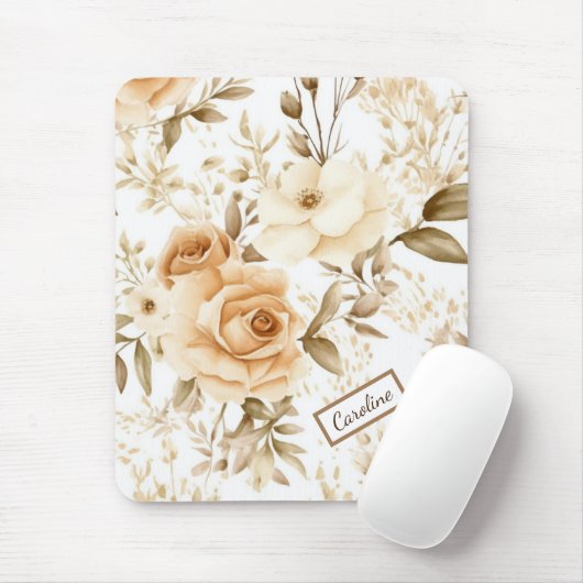 Personalisierter Name Rustikal Modern Boho Rosen N Mousepad (Mit Mouse)