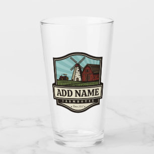 Personalisierter NAME Rustikale Farmhaus-Alte Wind Glas