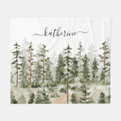 Personalisierter Name Rustikale grüne Pinienwälder Fleecedecke (Vorderseite (Horizontal))