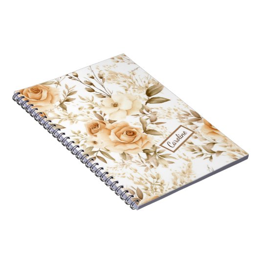Personalisierter Name Rustikale moderne boho Rose  Notizblock (Rechte Seite)