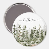 Personalisierter Name Rustikaler Grüner Kiefernwal Magnet (Vorderseite/Rückseite)