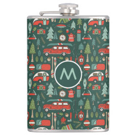 Personalisierter Name Rustikales Camping Flachmann