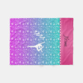 Personalisierter Name rythmic Gymnast blau rosa He Fleecedecke (Vorderseite (Horizontal))