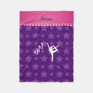 Personalisierter Name rythmic Gymnastik lila Stars Fleecedecke