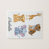 Personalisierter Name Safari Jungle Animals Kinder Puzzle (Horizontal)