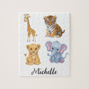Personalisierter Name Safari Jungle Animals Kinder Puzzle
