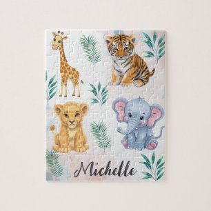 Personalisierter Name Safari Jungle Animals Kinder Puzzle