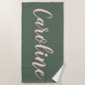 Personalisierter Name Sage Green Junggeselinnen-Ab Strandtuch (Vorderseite)