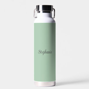 Personalisierter Name Sage Green Script Hochzeitsw Trinkflasche