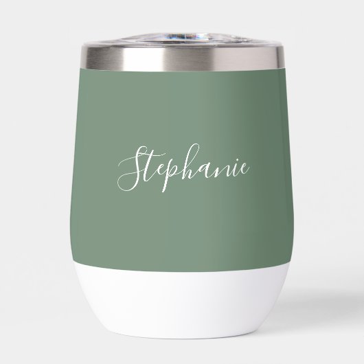 Personalisierter Name Sage Green Script Monogram (Vorderseite)