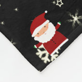 Personalisierter Name Santa Black Snowflakes Stars Fleecedecke (Ecke)