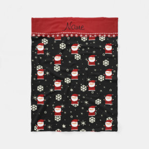 Personalisierter Name Santa Black Snowflakes Stars Fleecedecke