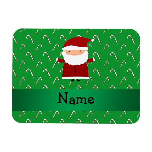 Personalisierter Name Santa grüne Bonbons Magnet (Horizontal)