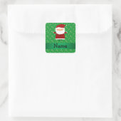 Personalisierter Name Santa grüne Bonbons Quadratischer Aufkleber (Tasche)