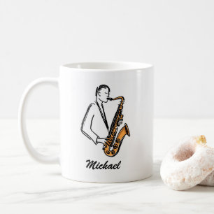 Personalisierter Name Saxophonspieler – Musikliebh Kaffeetasse