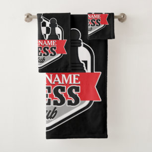 Personalisierter NAME Schachspieler Club Checkmate Badhandtuch Set