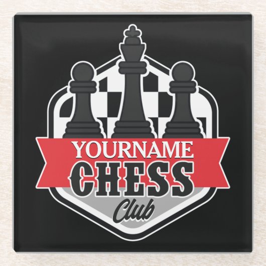 Personalisierter NAME Schachspieler Club Checkmate Glasuntersetzer (Vorderseite)