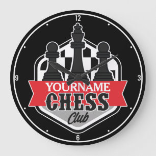 Personalisierter NAME Schachspieler Club Checkmate Große Wanduhr