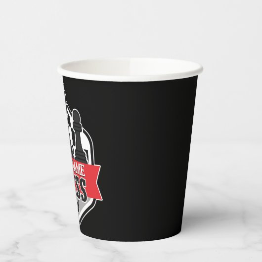 Personalisierter NAME Schachspieler Club Checkmate Pappbecher (Links)