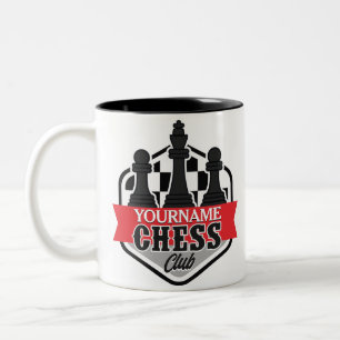 Personalisierter NAME Schachspieler Club Schachmat Zweifarbige Tasse