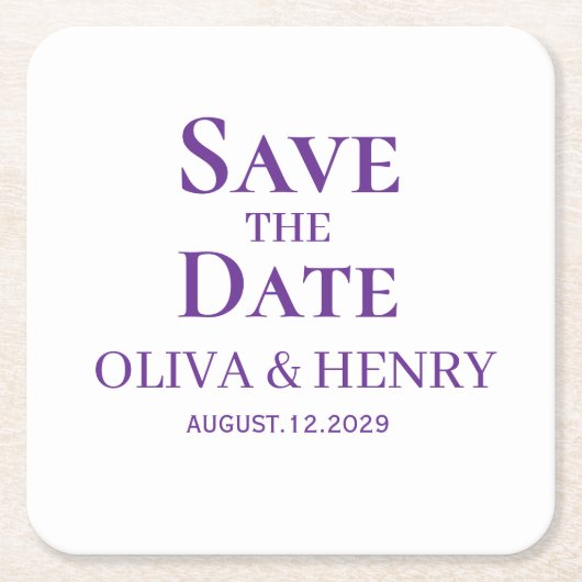 PERSONALISIERTER NAME SCHICKER SAVE THE DATE RECHTECKIGER PAPPUNTERSETZER (Vorderseite)