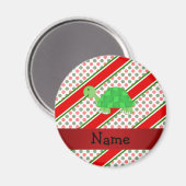 Personalisierter Name Schildkröte Weihnachtspolka  Magnet (Vorderseite/Rückseite)