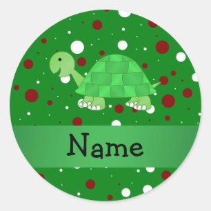 Personalisierter Name Schildkröte Weihnachtspolka  Runder Aufkleber