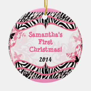 Personalisierter Name Schmetterlings-Zebra-Ornamen Keramikornament